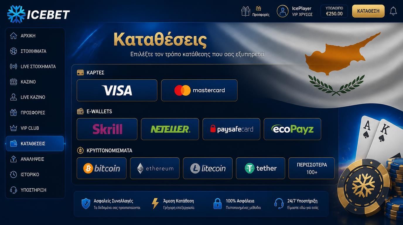  Διαφορετικές μέθοδοι κατάθεσης στο καζίνο IceBet για την Κύπρο
